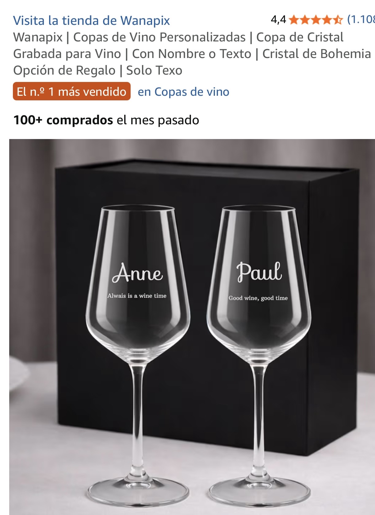 Wanapix Copas de Vino Personalizadas Regalo Bodas